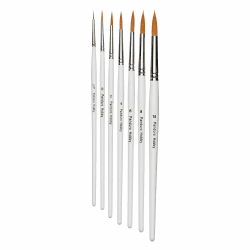 Panduro Runde Feine Pinselset 7er-Packung zum Malen - Detailpinsel Set für Aquarell, Acryl & Ölfarben - geeignet für Anfänger, Profis, Künstler, Studenten, Schule