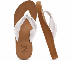 KuaiLu Flip Flops Damen Stoff Weich Yoga Matte Sandalen Leicht Badelatschen Bequeme Anpassungsfähige Sommer Strand Zehentrenner 38 EU Weiß Khaki