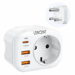 LENCENT Reiseadapter Netzadapter SA Adapter Südafrika Deutschland Stecker, mit 2 USB QC3,0 + 1 Typ-C PD Anschlüße, Typ M Reisestecker Stromadapter für Südafrika, Namibia, Botswana