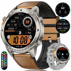 ESFOE GPS Militär Smartwatch Herren 48mm/5ATM&IP69K Wasserdicht/45+Tage Akku,1,43'' AMOLED Smartwatch Herren mit Telefonfunktion,Kompass,Barometer,Herzfrequenz,170+ Sportmodi Fitnessuhr Android iOS