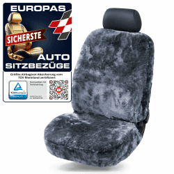 Walser Lammfell Autositzbezug Nineve, 100% Lammfell Sitzbezug für Auto, 1 Stück Lammfell Sitzbezüge Auto Vordersitze, Autositzbezug Lammfell, Autositzbezug Fell, Lammfell Autositz anthrazit