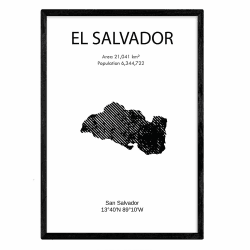 Nacnic Poster von El Salvador. Blätter von Ländern und Kontinenten. A3 Größe