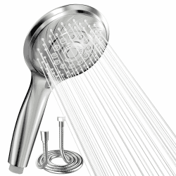 VEHHE Duschkopf mit Schlauch, Duschbrause mit Schlauch 1,5m, Regendusche Handbrause mit Selbstreinigender Silikonauslauf, Brausekopf Dusche Chrom