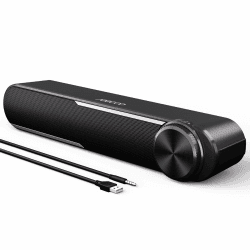 Jeecoo A30 PC Lautsprecher,Computer Lautsprecher für Pc,USB Powere PC Soundbar Schwarz, Lautsprecher Boxen für Pc, Laptop,Monitor,Ipad,Tablets,Smartphone (USB+3.5mm
