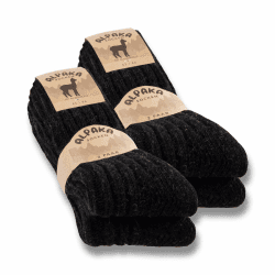 4 Paar Alpaka Socken Herren Damen Wollsocken warme Wintersocken 47-50 Schwarz