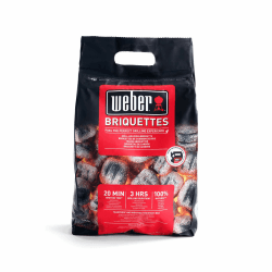 Weber 17705 Briketts 3 kg, kurze Anzündzeit, lange Brenndauer, natürliche Inhaltsstoffe, Schwarz und Rot