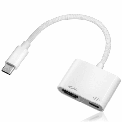 USB C zu HDMI Adapter【MFi Zertifizierter】 4K Digital AV Sync Bildschirm Konverter für HD TV/Projektor/Bildschirm,für iPhone 15/Samsung Galaxy S23/15 Plus/iPad/oder andere USBC Schnittstellengeräte.