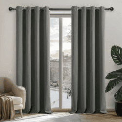 Deconovo Verdunkelungsvorhang mit Ösen Blickdicht Dicke Gardine Kälteschutz Ösenvorhang, 183x132cm(HöhexBreite), Hellgrau, 2er Set H183 x B132 cm (2er Pack) Hellgrau
