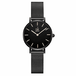 SK Ultradünne Minialistische Damenuhren Einfache Zwei Zeiger Damen Kleid Uhr Lederband