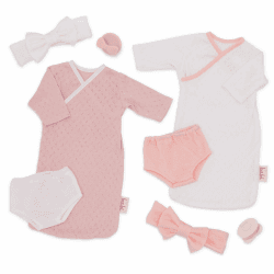 LullaBaby – Puppenkleidung für 36 cm Baby Puppen – 2er Set Baby Schlafsäcke – Schnuller, Windeln, Schleifen – Baby Puppenzubehör – Spielzeug für Kinder ab 2 Jahren – Rosa & weiß