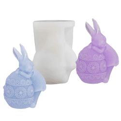 JS MOLD Ostern Kaninchen Silikonform 3D Osterhase Kerzenformen Seifenform Ostern Kaninchen Kerzen Gießformen DIY Silikon Gießform für Handwerk Ornamente, Duftkerze (A)