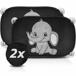 Sonnenschutz Auto Baby mit UV Schutz - Car Sun Shade inkl. 6 Saugnäpfen & Transporttasche, Sonnenblende Auto in neutralem schwarz
