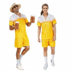 RANJIMA Kostüm Herren Set,Oktoberfest Herren Outfit,Bier Kostüm Outfit Herren Damen,Bieranzug Party Fashion,Kostüm Party Fashion Bieranzug,Hemd und Shorts,Bierfest Bayernn Bier Outfit Cosplay Festival XL