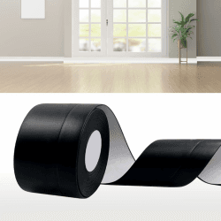 DIKARIYA Weichsockelleiste Selbstklebend Schwarz, 50x20mm 6 Meter Sockelleiste Selbstklebende, PVC Weichsockelleiste Flexibel Fussleisten Selbstklebend, Flexible Knickleiste für Küche Bad Badezimmer 50mmx20mmx6M Schwarz