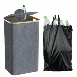 SKELO Pfandflaschen Sammelbehälter, Pfandflaschen Aufbewahrung, Flaschensammler Integrierter Tragetasche 100L Fasst 30 Leere Flaschen, Leergut Für Küche Und Lagerraum E27