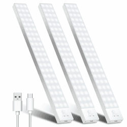 Schrankbeleuchtung LED mit Bewegungsmelder 32cm 3Stück Schranklicht Schrankleuchte Led Leiste Batterie USB Wiederaufladbar Unterbauleuchte Küche Schrankleuchten für Kleiderschrank,Treppe,Kofferraum,RV