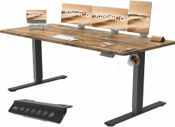 JUMMICO Höhenverstellbarer Schreibtisch mit USB-Ladeanschluss,Schreibtisch Höhenverstellbar Elektrisch, Steh-Sitz Tisch Stehpult Verstellbarer Computertisch,Standing Desk,160 x 70 cm, Braun