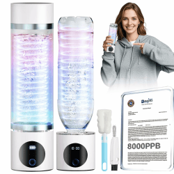 IUHFSIFS Neuer Wasserstoff-Wasserflasche 8000PPB【Ultra PEM Technologie - SGS zertifiziert】 Touchscreen, Druckentlastungsventil, Maximale Wasserstoffkonzentration für Ihre Gesundheit