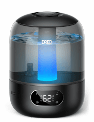 Dreo Luftbefeuchter für das Schlafzimmer, Kaltnebel-Ultraschallgerät mit 30 Stunden Laufzeit, 3L Top-Fill-Tank, Feuchtigkeitssensor, Nachtlicht für Babys, Kinderzimmer, für Pflanzen und Zuhause