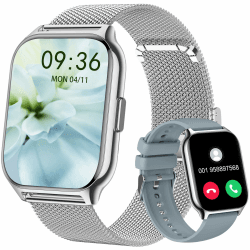 Narcid Smartwatch Damen Herren,Fitnesstracker 2 Zoll mit Telefonfunktion/Sprachassistent/Message Reminder,Fitnessuhr Puls-Schlaf-Monitor, Schrittzähler Sportuhr für iOS/Android