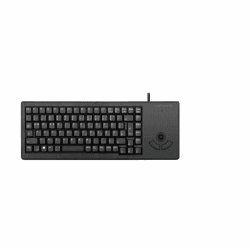 CHERRY G84-5400 XS, Kompakttastatur mit Integriertem Trackball, USB-Anschluss, EU-Layout (QWERTY), Platzsparend & Leicht, 20 Mio. Tastenbetätigungen, Schwarz