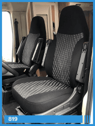 BREMER SITZBEZÜGE Maß Piloten Schonbezüge Sitzbezüge kompatibel mit Wohnmobil Camper Ducato Fahrer & Beifahrer 819 Schonbezug Set in Schwarz/Grau