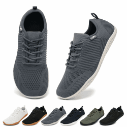 Geweo Barfuss Schuhe Damen Herren Barfußschuhe Laufschuhe Barfuß Sneaker Breites Zehendesign Leicht Atmungsaktiv rutschfest Gr.37-47 40 EU Grau