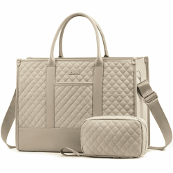 LOVEVOOK Laptoptasche Handtasche Damen 15,6 Zoll, Wasserdicht Arbeitstasche Groß Schultasche Shopper Tasche Aktentasche Lehrertasche, Leder Handbags Business Tasche für Uni Büro Arbeit Beige