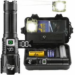 BEYSTE Taschenlampe LED Aufladbar, LED Taschenlampe Extrem Hell 500000 Lumen, Taktische Taschenlampe Batteriebetrieben, Akku Taschenlampe USB C, Starke Taschenlampe LED, FüR Outdoor NotfäLle Camping