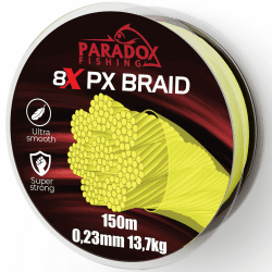 Paradox Fishing 8X PX geflochtene Angelschnur 0,10mm-0,28mm – Angelschnur geflochten- eng geflochten – perfekt zum Spinnfischen auf Barsch, Hecht oder Zander