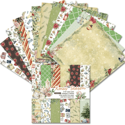 24 Blatt Scrapbooking Papier, 6 Zoll Weihnachten Motivpapier, 12 Muster, Einseitig, Vintage Design, für DIY Handwerk Foto Hintergrund Deko