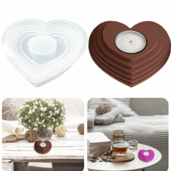 Silikonform Herz Epoxidharz Form Herz Teelicht Gießform Kerzenhalter Silikonform Teelichthalter Herz Gipsform Herzform Kerzenständer Silikon Teelichter Liebe Kerzenform Silikonform für Kerzenhalter