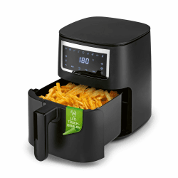 GOURMETmaxx Heißluftfritteuse 4 L Airfryer | Fritteuse mit Touchscreen, 9 Funktionen & 8 Programmen | Minibackofen – fast ohne Öl braten | Airfryer Zubehör spülmaschinengeeignet