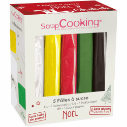 ScrapCooking - 5er-Set Fondant - Weiß, Gelb, Rot, Grün & Braun - 5 x 80g - Zuckerpaste Für Kuchen Torten Deko Geburtstag Weihnachten - Glutenfrei & Palmölfrei - 7257