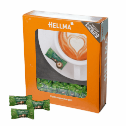 Hellma Haselnuss in Vollmilch-Schokolade - 380 Stk. - Nuss schokoliert, einzeln - je 2,4 g - Vorrats-Box - für Café und Gastronomie