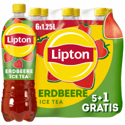 Lipton ICE TEA Strawberry, Promo Pack (5 + 1 GRATIS), Eistee mit Erdbeere Geschmack, EINWEG (6 x 1.25 l) (Verpackungsdesign kann abweichen)
