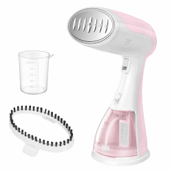 dampfglätter, mini dampfbügeleisen, Tragbarer Dampfgarer, reisebügeleisen mini leicht, (15s Schnellaufheizung, 300ml Wassertank, 1500W), kompakter hängender mini bügeleisen für zu Hause - Rosa