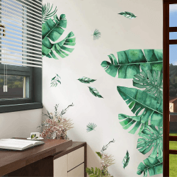 ANHUIB Grüne Pflanzen Wandsticker,Aquarell Wandtattoo für Wohnzimmer,Tropische Blätter Wandtattoo,DIY Groß Grüne Blätter Wandaufkleber für Schlafzimmer Flur,Abnehmbare Tropische Pflanzen Wanddeko