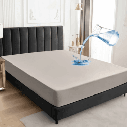 Wasserdichter Matratzenschoner 140x200cm Spannbettlaken, Atmungsaktive Matratzenbezug Wasserundurchlässiger Matratzen-Schutz Nässeschutz Spannbetttücher - Beige
