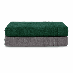 Komfortec 2er Saunatuch Set 80x200 cm aus 100% Baumwolle, XXL-Saunatücher, Sauna Handtuch, Weich, Groß, Frottee, Schnelltrocknend, Anthrazit Grau/Dunkelgrün 80x200 cm Anthrazit Grau/Dunkelgrün