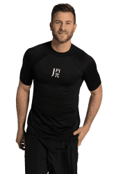 JAY-PI Herren, Halbarm, Stehkragen, Schwimmshirt, UV-Schutz XXL Schwarz