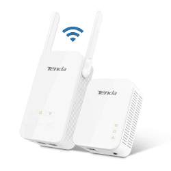 Tenda PH5 WLAN Powerline Adapter Set (1000Mbit/s Powerline + 300Mbit/s WLAN, 3 LAN-Ports, WiFi Klonen, Plug&Play, kompatibel mit Kamera, IPTV, Xbox) weiß