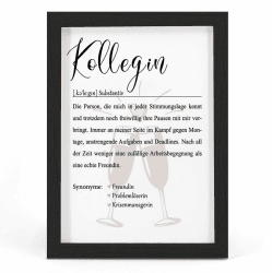 DIN A4 Poster Kunstdruck Definition Kollegin inkl. Rahmen, Beste Kollegin Lieblingskollegin Geschenk Abschied Kollegin Bild Arbeitskollegin Abschiedsgeschenk Geburtstag Danke Sagen Wanddekoration