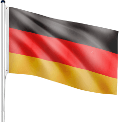 FLAGMASTER Teleskop Fahnenmast Aluminium 6,50m, 5-Fach höhenverstellbar, 30 Verschiedene Fahnen zur Wahl, Komplettset mit Bodenhülse Deutschland