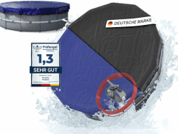 Planenfux® Poolabdeckung rund 366 cm (Für Ø 320-366cm Pools) | 2-in-1 Abdeckplane Pool rund aus 200g/m² PE Material | Poolplane Solarplane Pool rund für Sommer & Winter | Ø420 cm Pool Abdeckung rund
