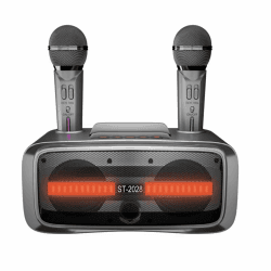 AFAITH Karaoke Maschine Anlage mit 2 Kabellose Mikrofonen, Tragbare Bluetooth PA Lautsprecher Musik Box für Party Erwachsene Kinder, 20-Watt, LED-Licht, Einstellbare Echo- und Mikrofonlautstärke