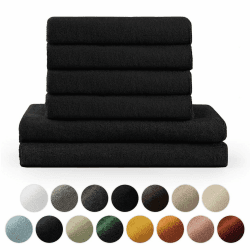 Blumtal Premium Frottee Handtücher Set 4 teilig 100% Baumwolle - Oeko-TEX zertifiziertes Badetuch 2X (70x140 cm) + Towel 4X (50x100 cm) - saugstarkes Frottiertücher Set - Handtücher Schwarz