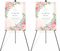 Staffelei Ständer für Hochzeitsschild & Poster 63''(160cm) Stativ zusammenklappbare tragbare Künstler Boden Staffeleien für Display Show (Schwarz 2PCS)