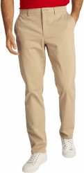 Tommy Hilfiger Herren Chino Hose Denton Satin Straight Fit, Beige (Batique Khaki), 29W/34L