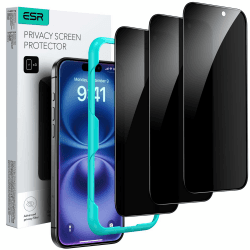 ESR für iPhone 16 Plus/iPhone 15 Plus für Panzerglas, Displayschutzfolie 3 Stück, Display Sichtschutzfolie aus gehärtetem Glas einfachem Befestigungswerkzeug, mikrogebogene Kanten, Hüllenfreundlich